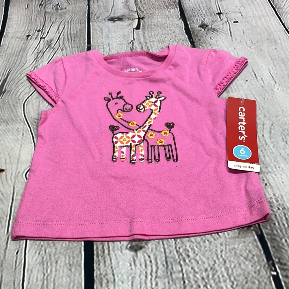 Carter's Pink Giraffe Graphic Kids T-Shirt NWT